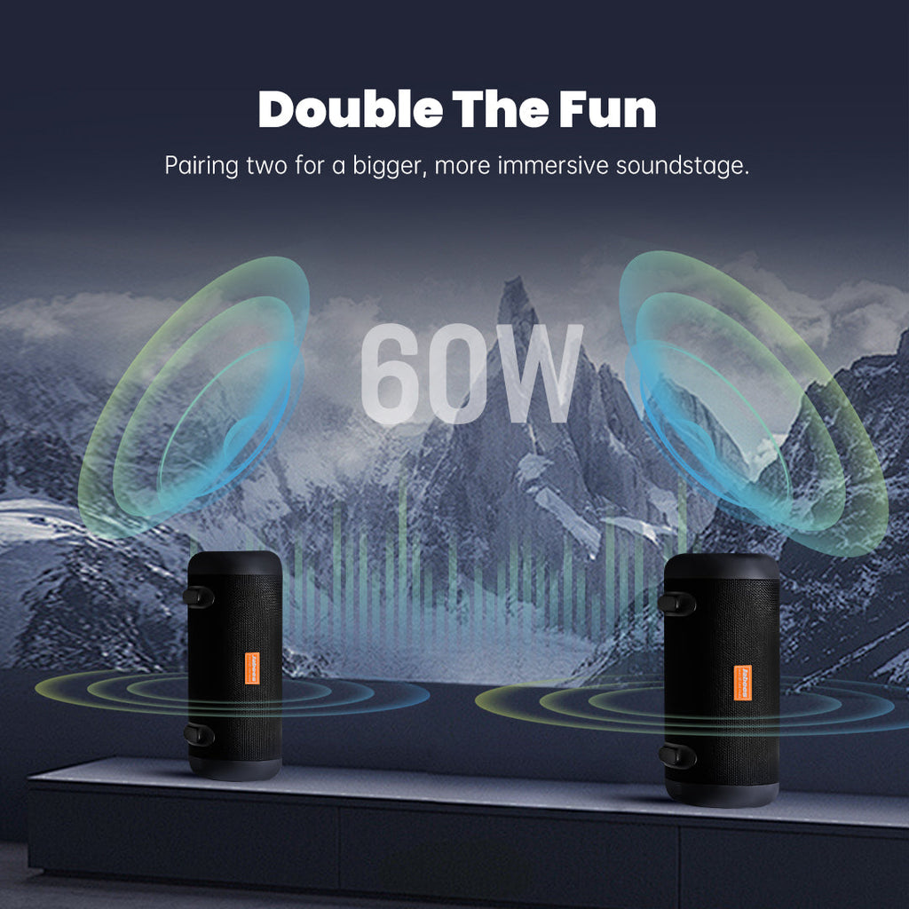 WHALE with Nylon Strap – Bluetooth IPX7 Waterproof Portable Outdoor Speaker with 30W Stereo Sound and USB Charge Out-3