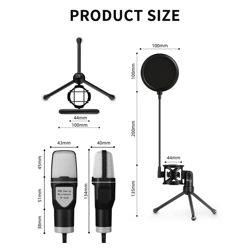 USB RGB Microphone Gaming Mic for Podcast & Streaming-3